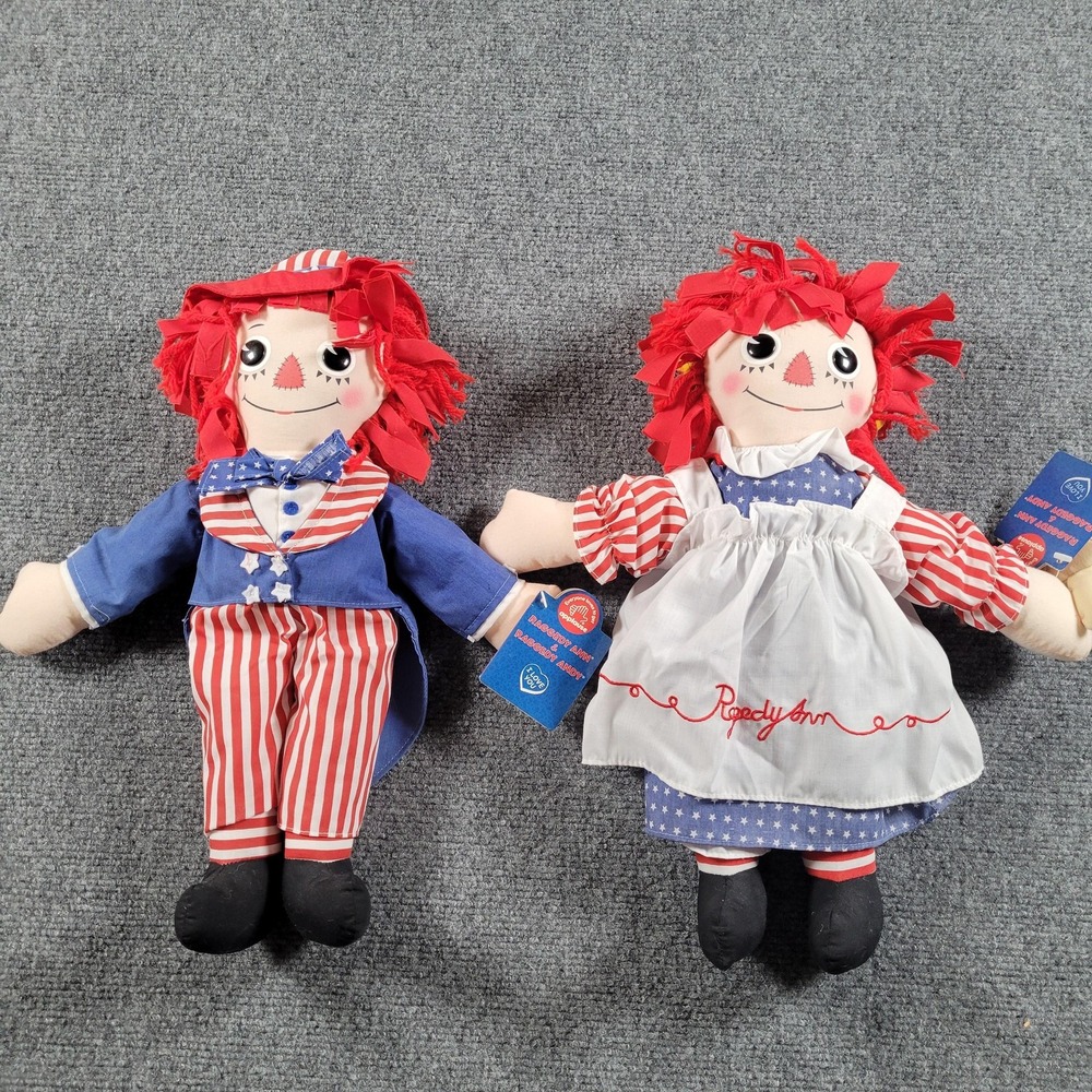 Raggedy Ann & Andy Salute to Liberty Dolls 16" Applause Hasbro Patriotic USA NEW